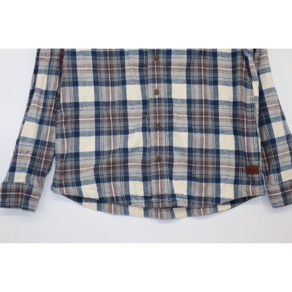 L.L. Bean Slightly Fitted Hooded Plaid Flannel Shirt M-Reg Button-Front Western - Picture 12 of 16